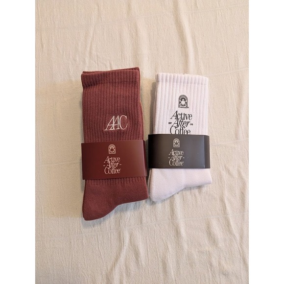 Active After Coffee Socks Set of 4 Crew One Size White Brown Blue New - Picture 1 of 5